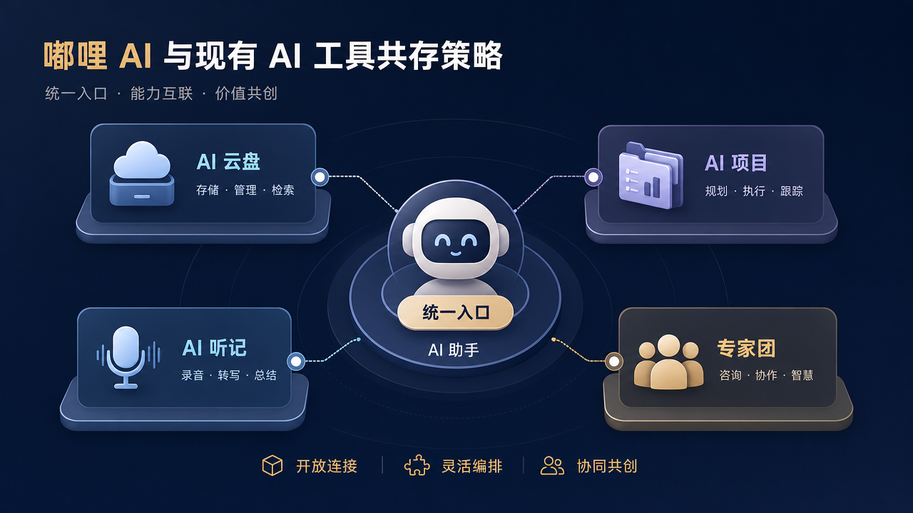 嘟哩 AI 与现有 AI 工具共存策略