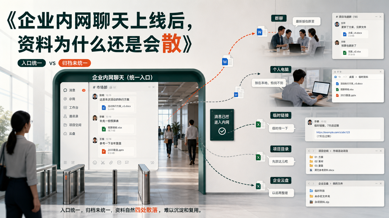 企业内网聊天上线后，资料为什么还是会散
