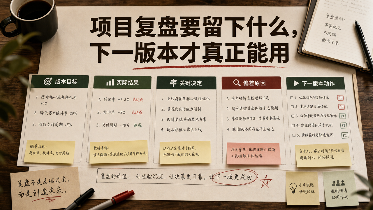 项目复盘要留下什么，下一版本才真正能用