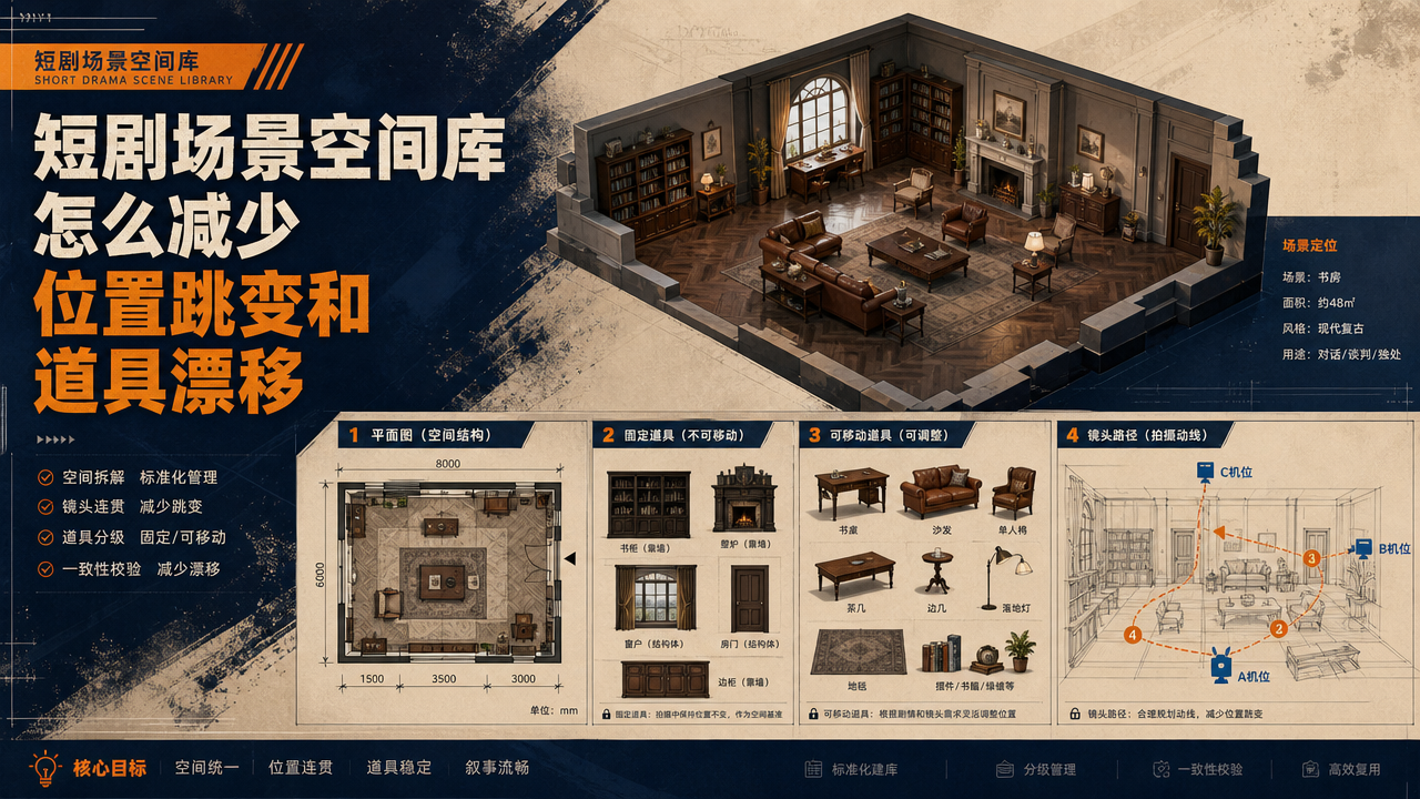 短剧场景空间库怎么减少位置跳变和道具漂移