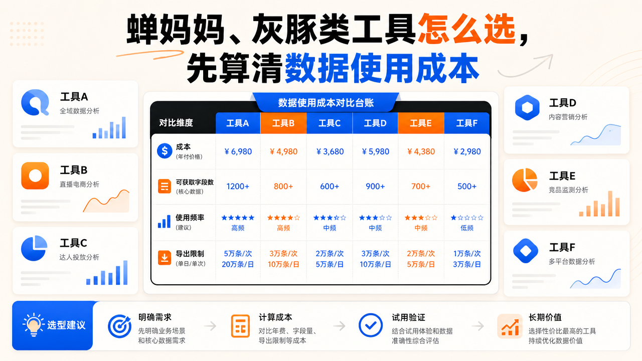 蝉妈妈、灰豚类工具怎么选，先算清数据使用成本