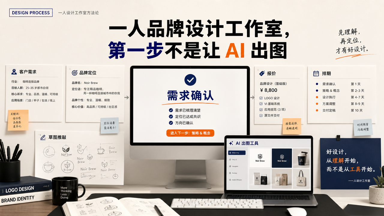 一人品牌设计工作室，第一步不是让 AI 出图