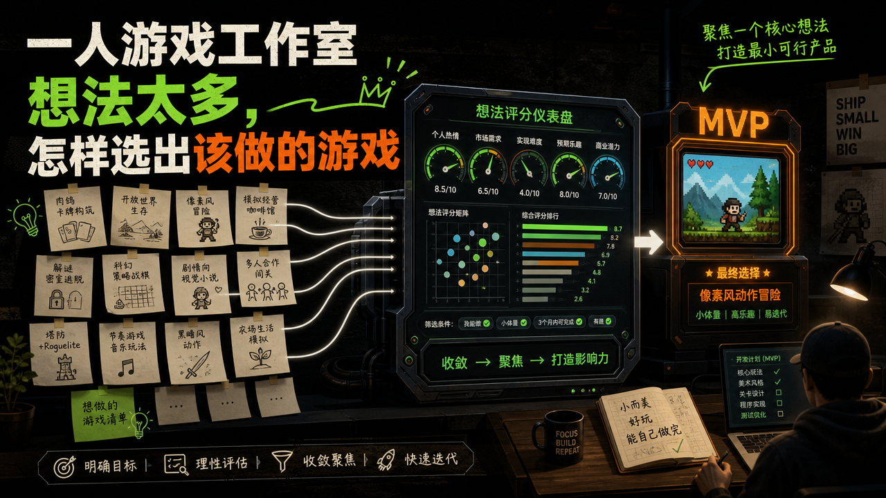 一人游戏工作室想法太多，怎样选出该做的游戏