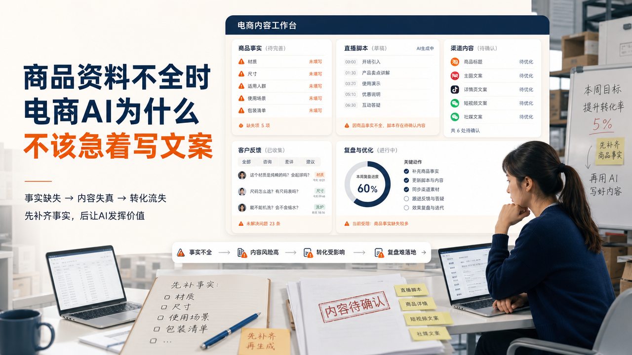 商品资料不全时电商AI为什么不该急着写文案