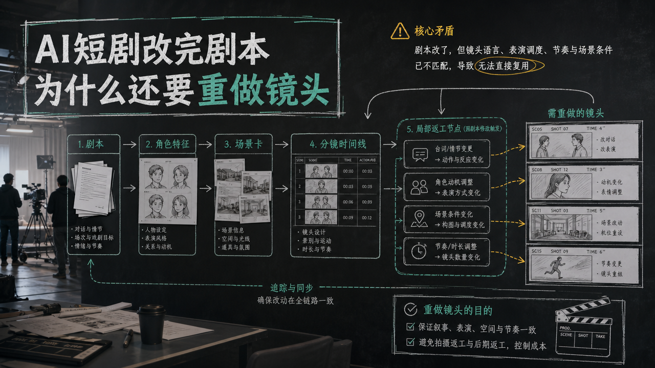 AI短剧改完剧本为什么还要重做镜头