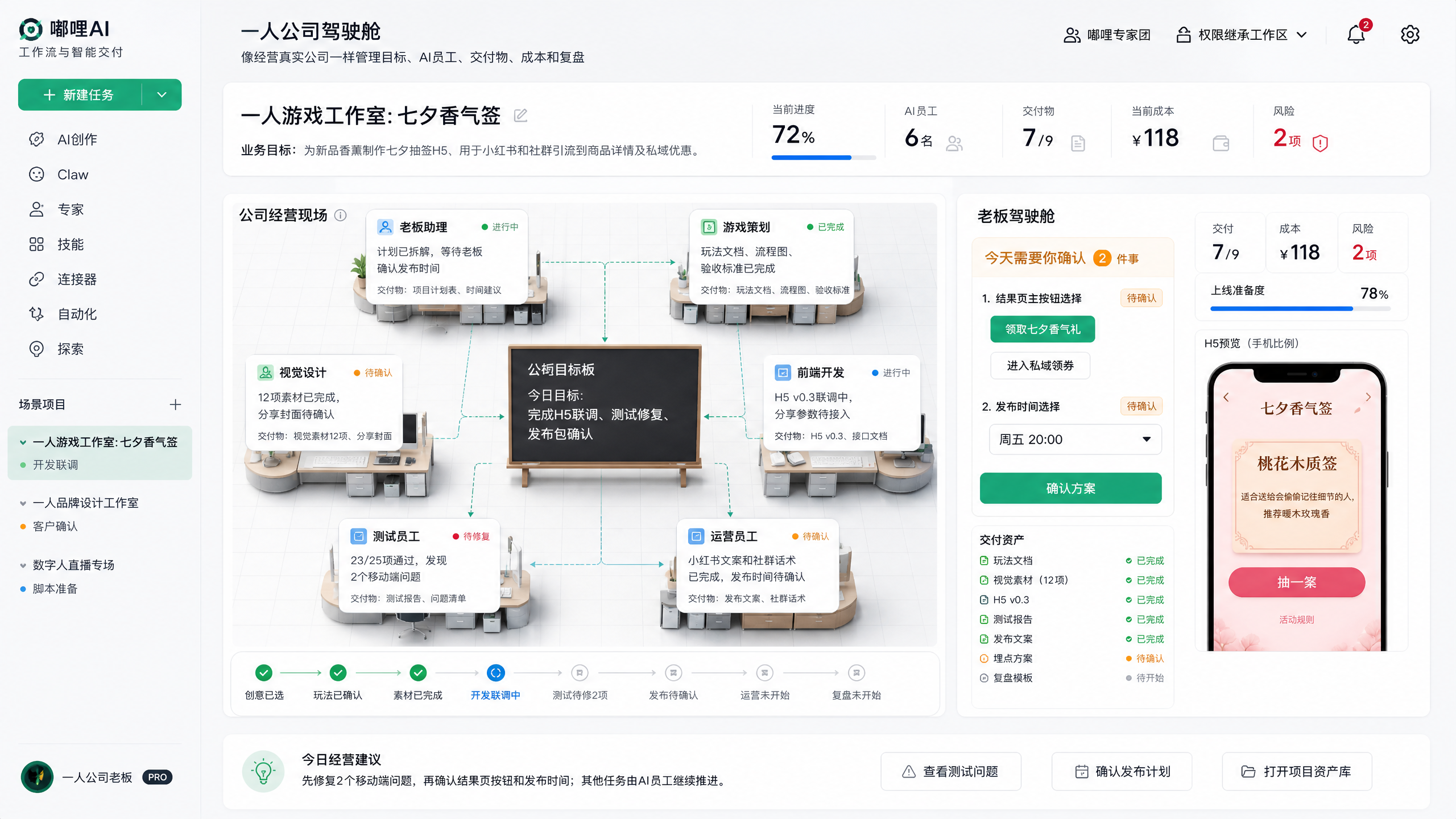 OPC 一人游戏工作室老板驾驶舱示意