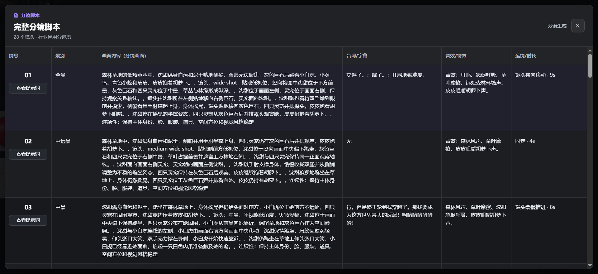短剧画布分镜脚本